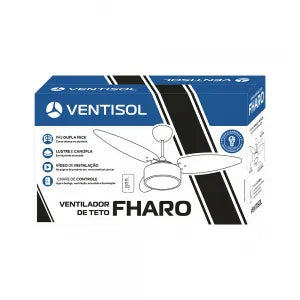 Ventilador de Teto Ventisol Resid. Fharo Alum. 220V Cinza/Tabaco